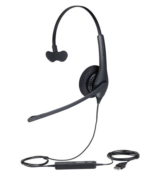 Tai nghe máy tính có mic giá rẻ Jabra Biz 1100 USB Mono màu đen, thiết kế một bên tai gọn nhẹ