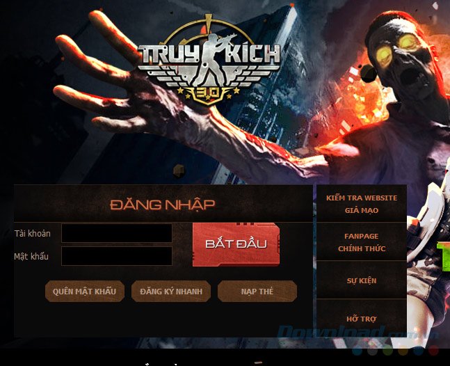 Đăng nhập tài khoản để chơi Truy Kích qua Client