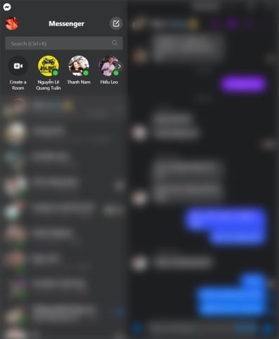Giao diện chính Messenger trên máy tính sau khi tải Facebook PC cho máy tính