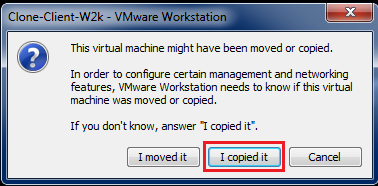 Xác nhận máy ảo VMware được sao chép khi khởi động lần đầu