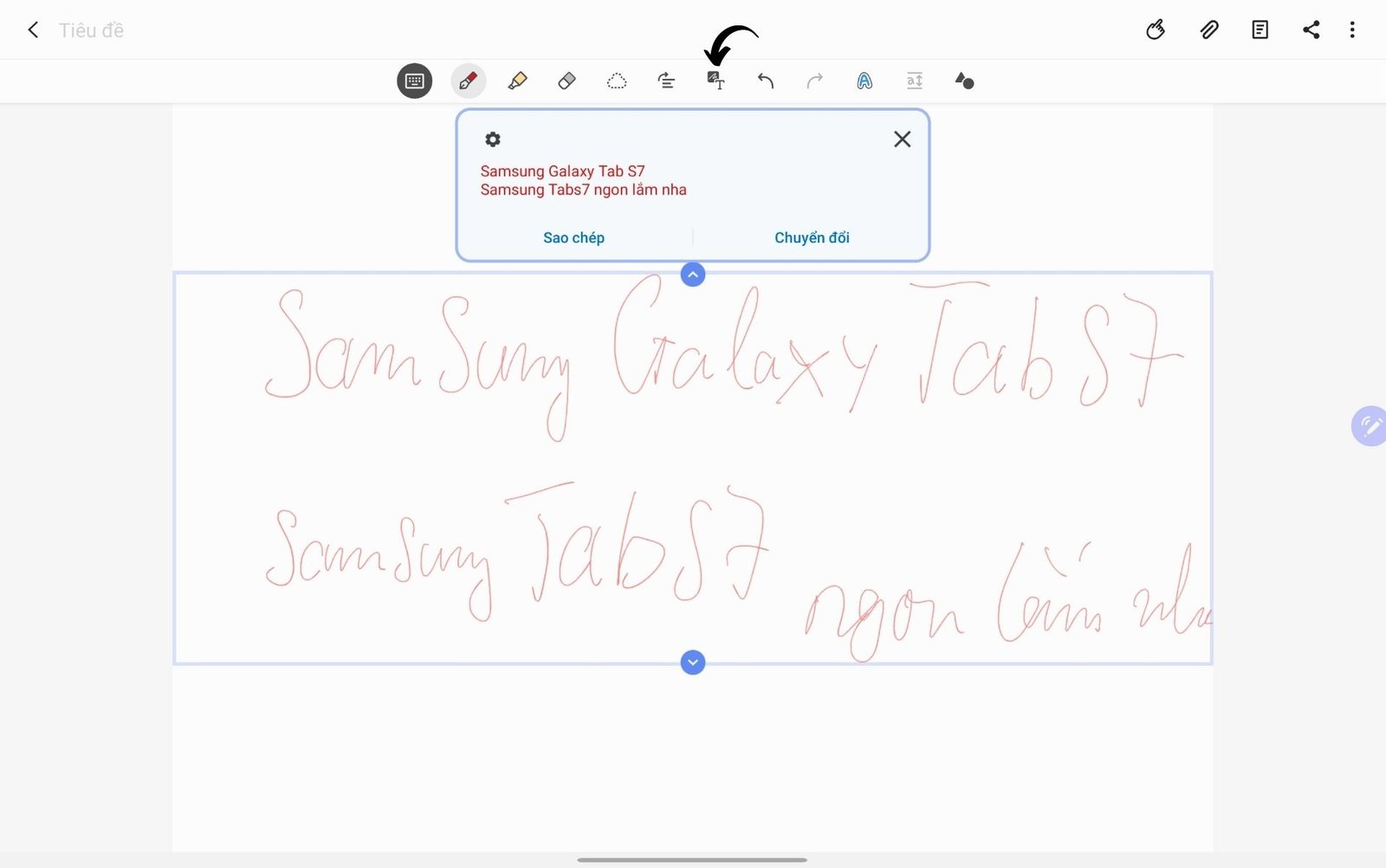 Chuyển đổi chữ viết tay thành chữ kỹ thuật số trên máy tính bảng Samsung