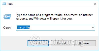 Mở cửa sổ Run và nhập lệnh msconfig