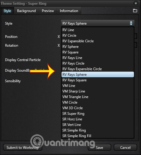 Thay đổi hiệu ứng 