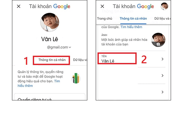 Vào Thông tin cá nhân, chọn tên để bắt đầu đổi tên cho máy tính