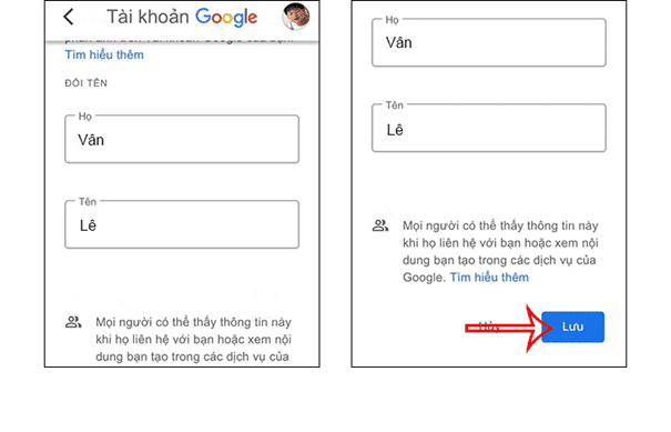 Nhập tên tài khoản mới mong muốn và nhấn Lưu để hoàn tất đổi tên cho máy tính