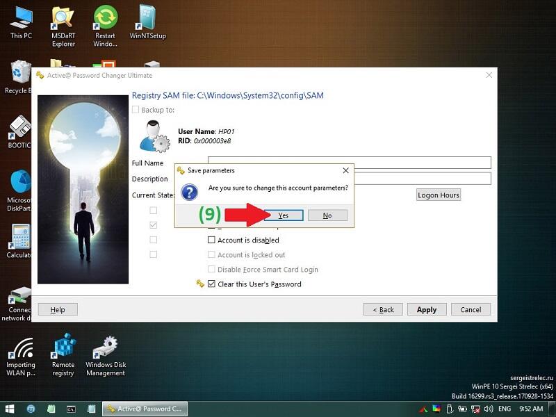Xác nhận thao tác xóa mật khẩu Windows 8