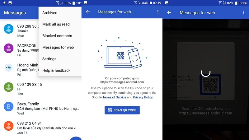 Android Messages trên máy tính với giao diện Material Design
