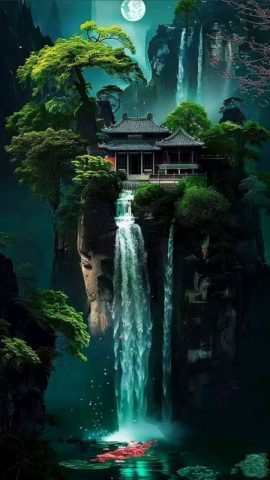 hình nền máy tính 3d thiên nhiên hồ nước sông suối thác