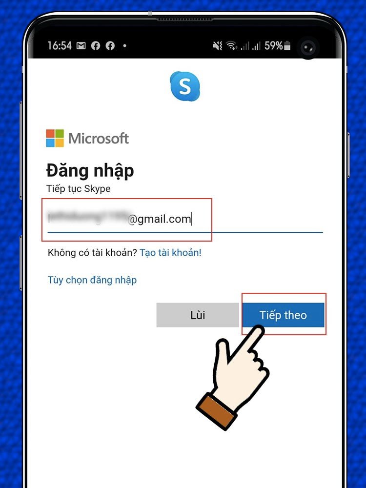 Nhập số điện thoại hoặc email để lấy lại mật khẩu Skype trên máy tính