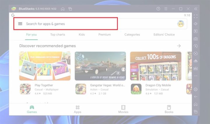 Tìm kiếm Google Photos trong Play Store của BlueStacks