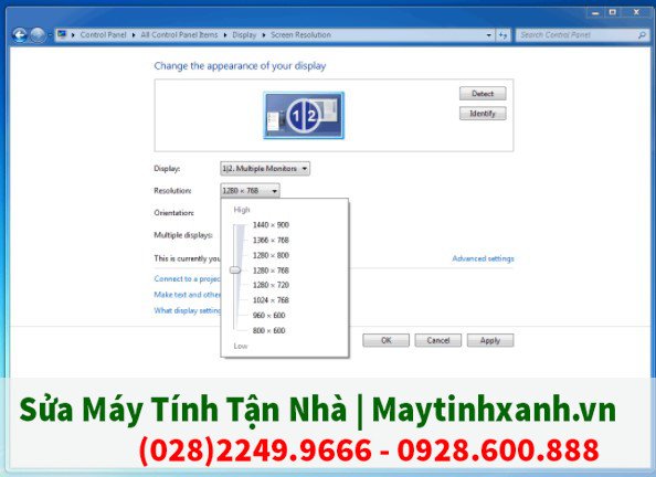Truy cập Screen resolution trên Windows 7/8