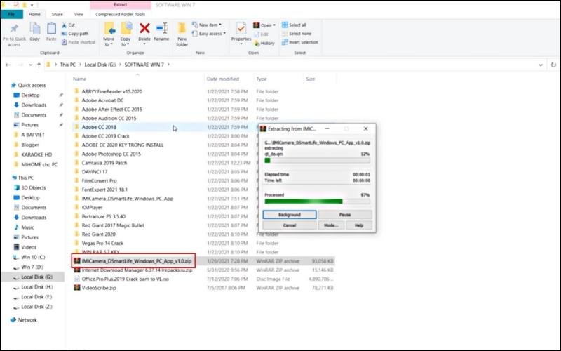 Giải nén tệp Mi Home và mở thư mục chứa ứng dụng trên máy tính