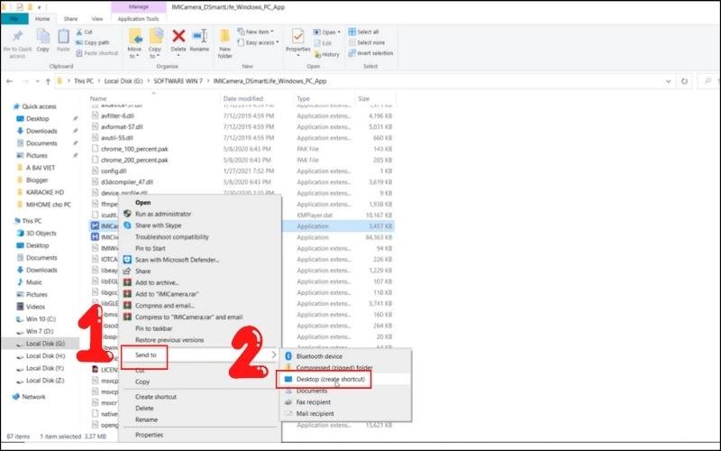 Tạo lối tắt IMICamera.exe trên Desktop để nhanh chóng truy cập ứng dụng Mi Home