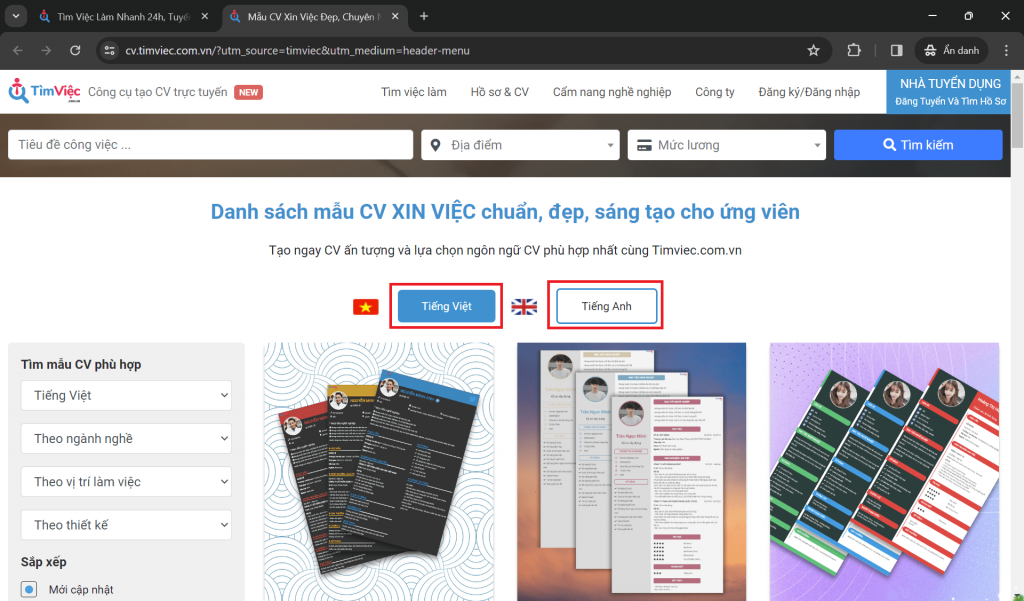Lựa chọn ngôn ngữ phù hợp khi làm CV xin việc trên máy tính