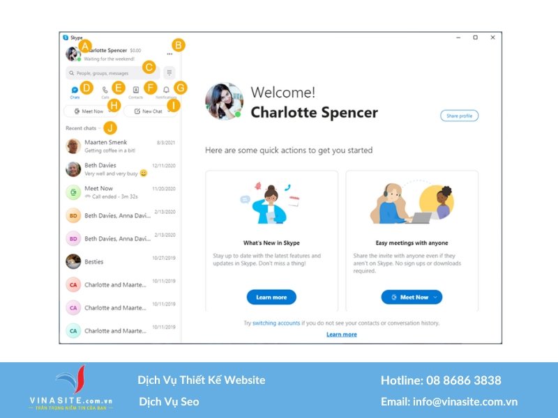 giao diện Skype trên máy tính