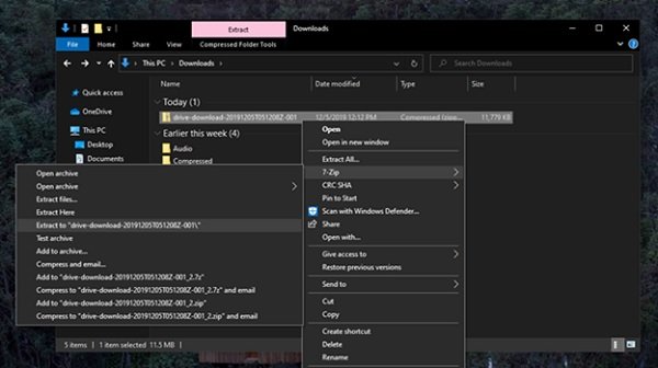 Tải dữ liệu Drive về máy tính - Giải nén file ZIP
