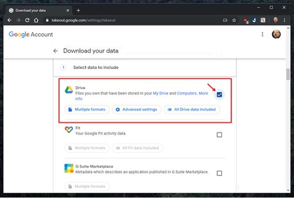 Tải dữ liệu Drive về máy tính - Google Takeout