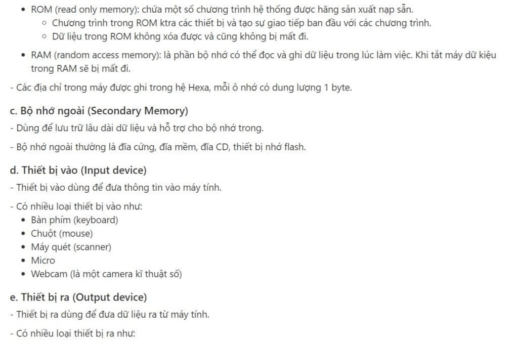 Các thành phần cơ bản của máy tính