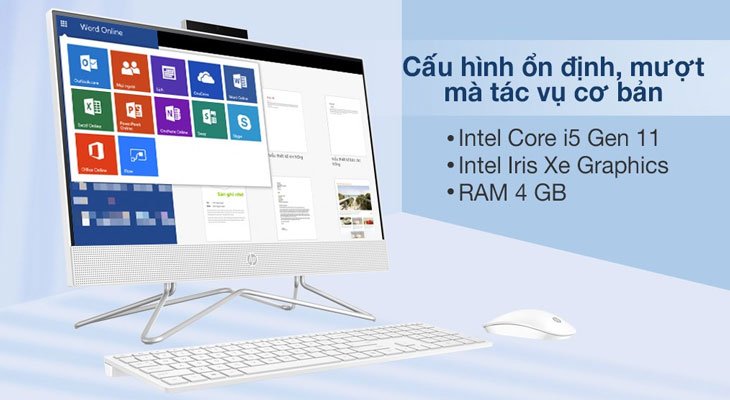 Máy tính HP AIO 22 df1020d với card đồ họa tích hợp hiệu quả