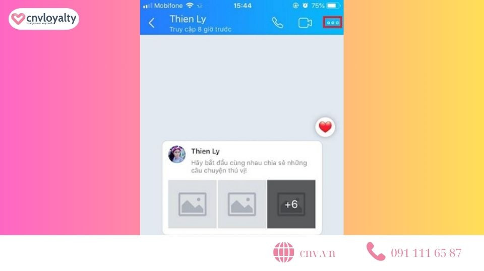 Menu tùy chọn đổi hình nền khung chat Zalo