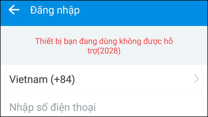 Lỗi 2028 khi sử dụng ứng dụng Zalo trên giả lập Android cho máy tính