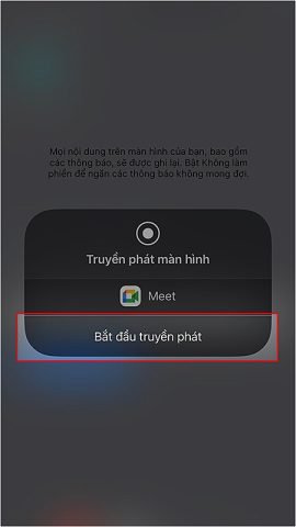 Chọn Bắt đầu truyền phát - Cách cài đặt Google Meet trên máy tính