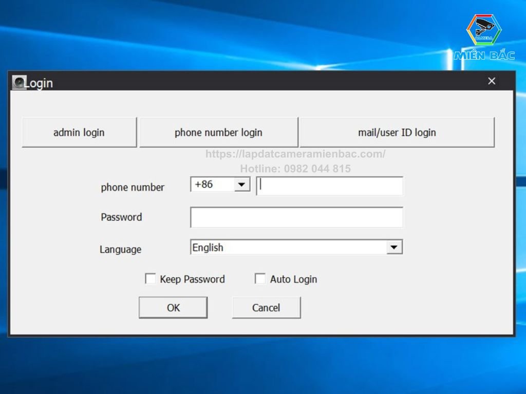 Giao diện phần mềm CMS Client sau khi cài đặt