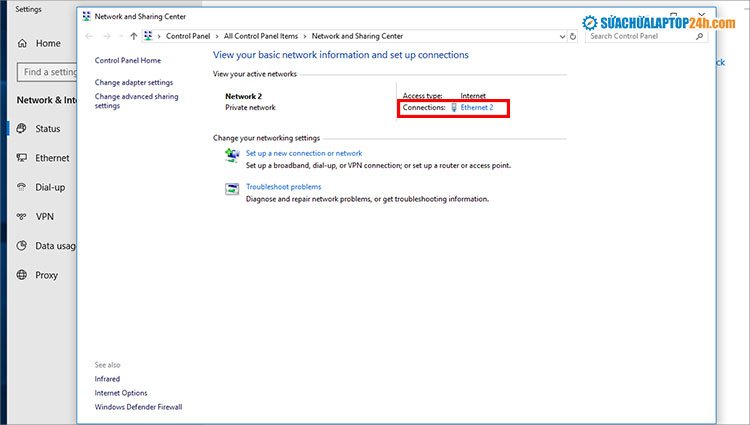 Cấu hình IP tĩnh cho máy tính: Click vào tên mạng đang kết nối để xem trạng thái