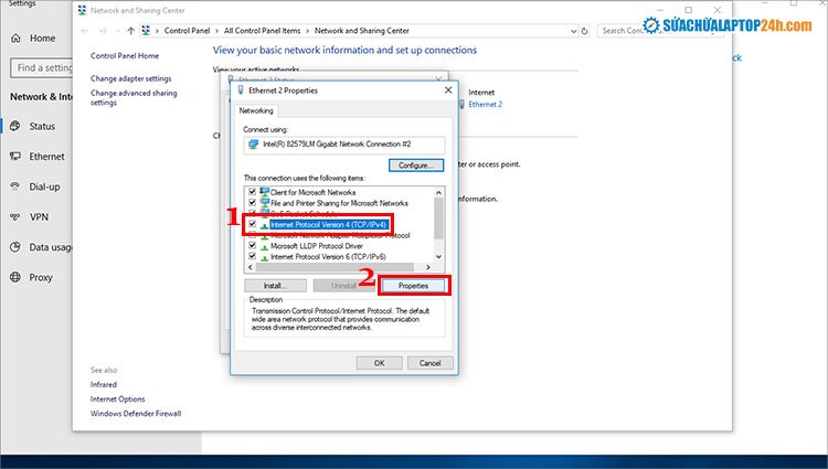 Chá»n Internet Protocol Version 4 (TCP/IPv4) để cài IP tĩnh cho máy tính Win 10