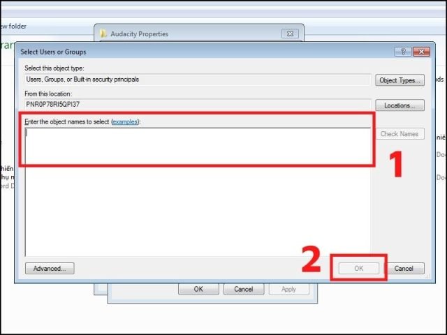 Nhấn OK sau khi nhập user name