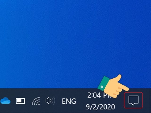 Mở Action Center để chỉnh độ sáng màn hình máy tính Windows 10