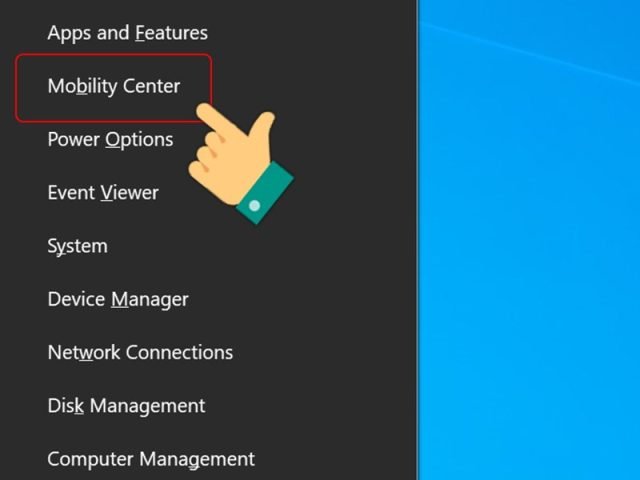 Mở Windows Mobility Center để chỉnh độ sáng màn hình máy tính
