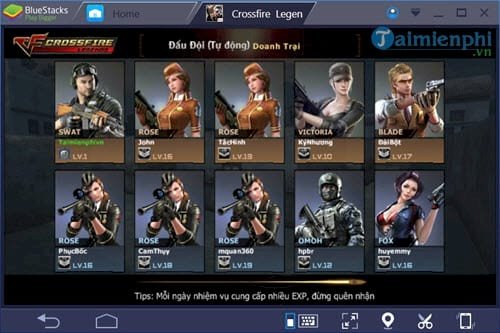 Chơi game Đột Kích trên máy tính: Giao diện chọn đội trong Crossfire Legends