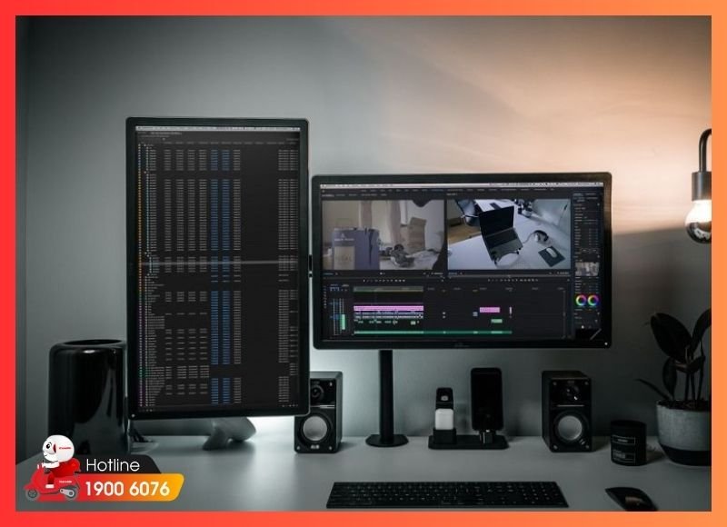 Màn hình chơi game hỗ trợ xoay dọc tiện cho đa nhiệm khi mua máy tính chơi game