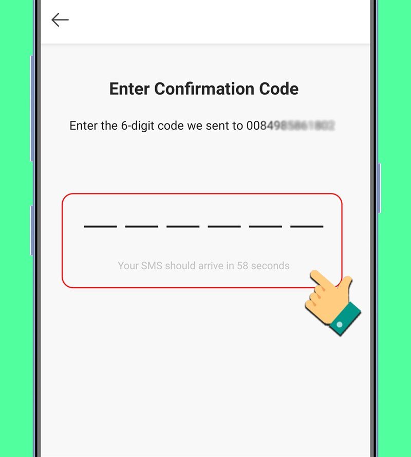 Nhập mã xác nhận để tạo tài khoản Weibo trên điện thoại