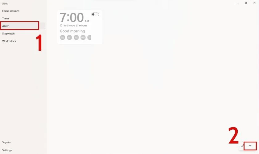 Thêm báo thức mới trên máy tính Win 10