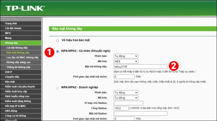 Nhập mật khẩu WiFi muốn thay đổi