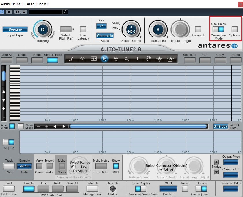 Chọn Graph từ Correction Mode trong Auto-Tune