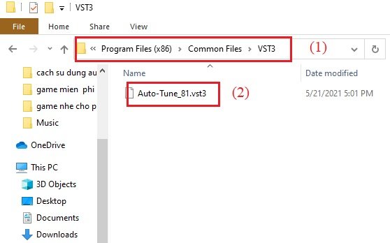 Sao chép file Auto-Tune VST3 để cài đặt plugin