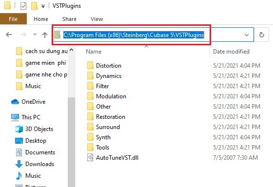 Dán plugin Auto-Tune vào thư mục VSTPlugins để sử dụng trong Cubase
