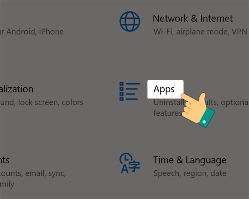 Chọn mục Apps trong Settings để quản lý ứng dụng và gỡ Viber trên máy tính