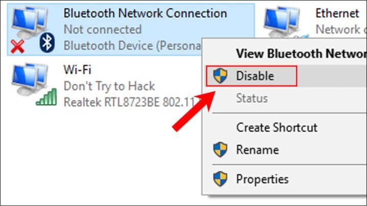 Bật Bluetooth Network Connection trên Windows 7