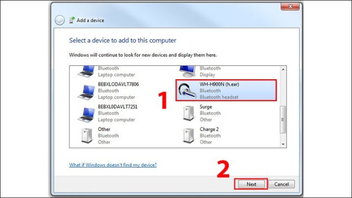 Chọn loa Bluetooth để ghép nối trên Windows 7