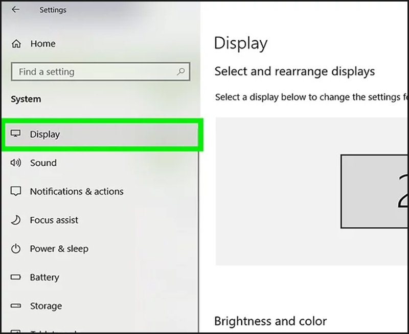 Chọn Display để tùy chỉnh hiển thị khi kết nối màn hình máy tính với laptop
