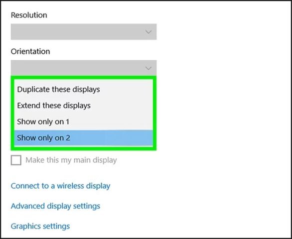 kết nối máy tính với laptop: Các tùy chọn màn hình
