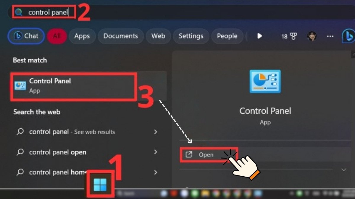 Mở Control Panel để kết nối Wi-Fi trên máy tính