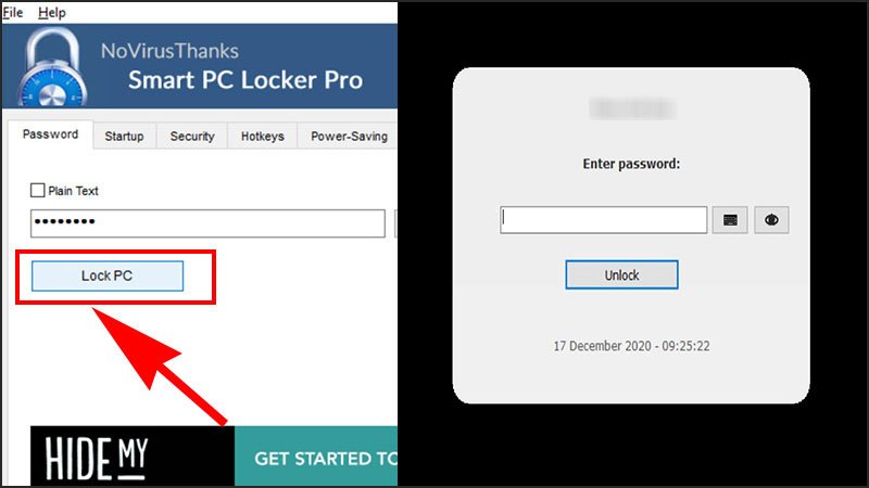 Nhấp Lock PC để khóa màn hình máy tính bằng Smart PC Locker Pro