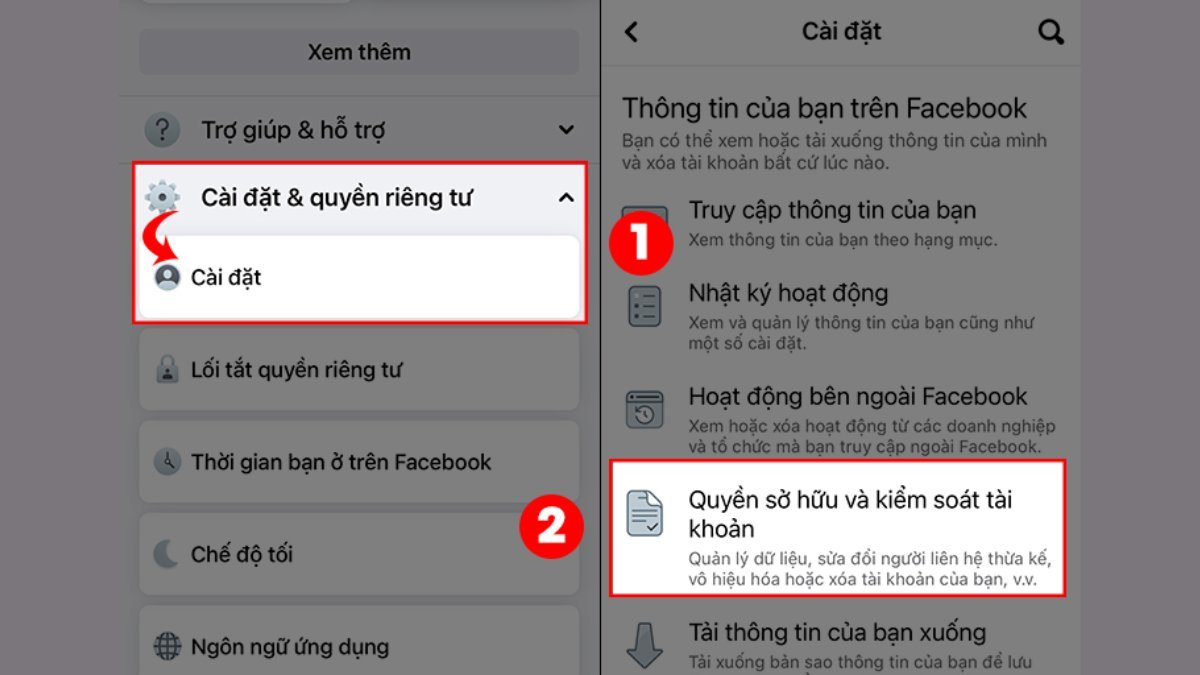 Cách khóa Facebook tạm thời trên điện thoại: Chọn Cài đặt & Quyền riêng tư