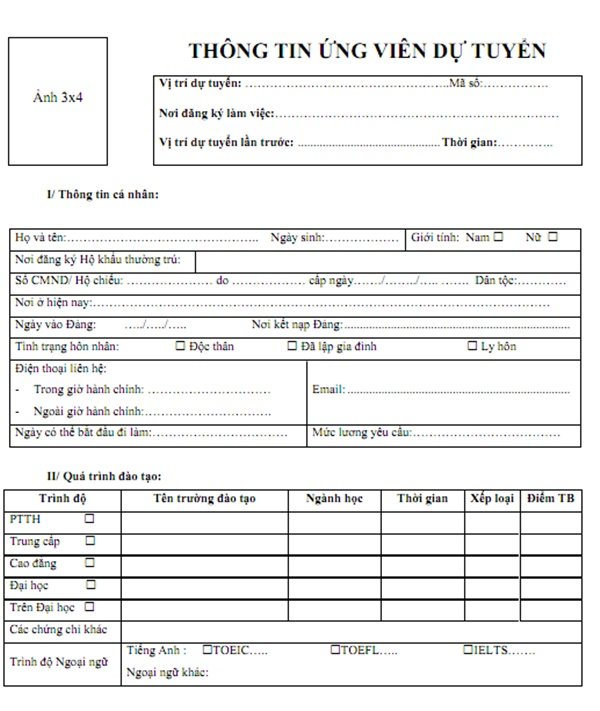 Mẫu CV được thiết kế bằng Excel