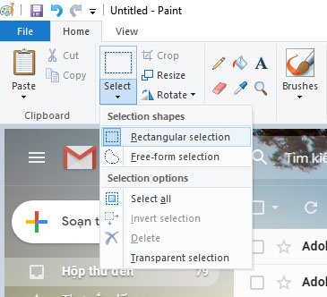 Chọn Select > Rectangular Selection để khoanh vùng làm mờ ảnh trên máy tính